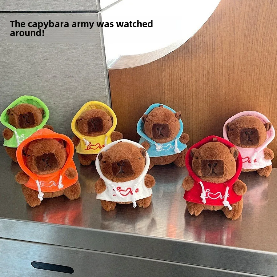 Cute LOVE Sweater Capybara Doll Creative Kappibala Doll Cross-dressing Toys Small Ornaments Keychain Wholesale display picture 2