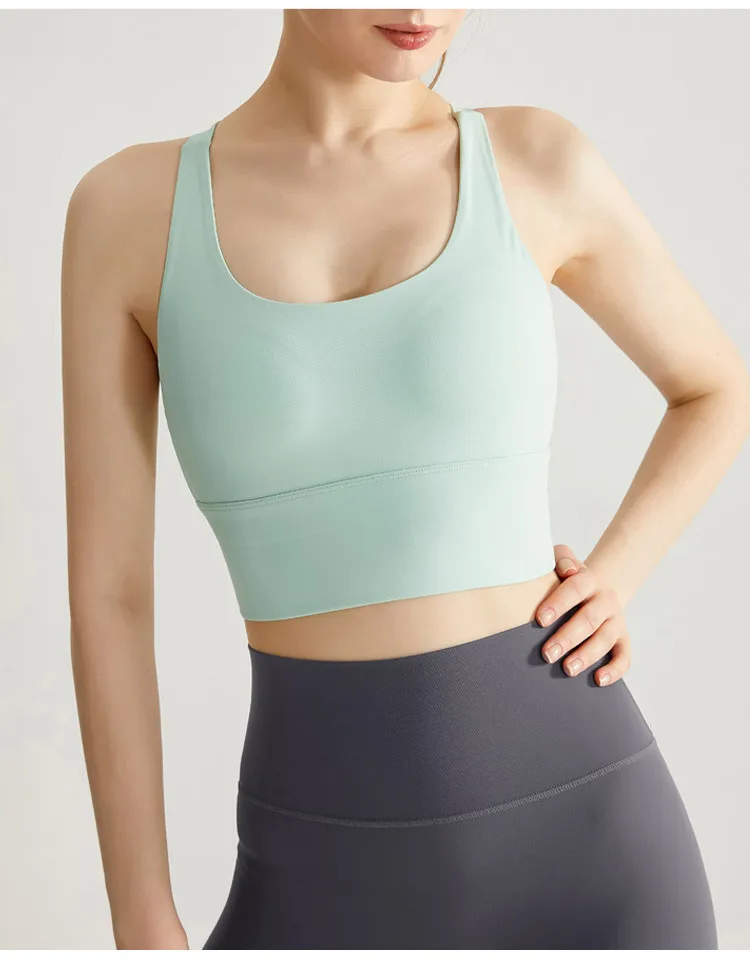 New High Strength Sports Underwear Fixed Chest Pad Beautiful Back Fitness Yoga Suit Running Bra Mid-length Vest display picture 14