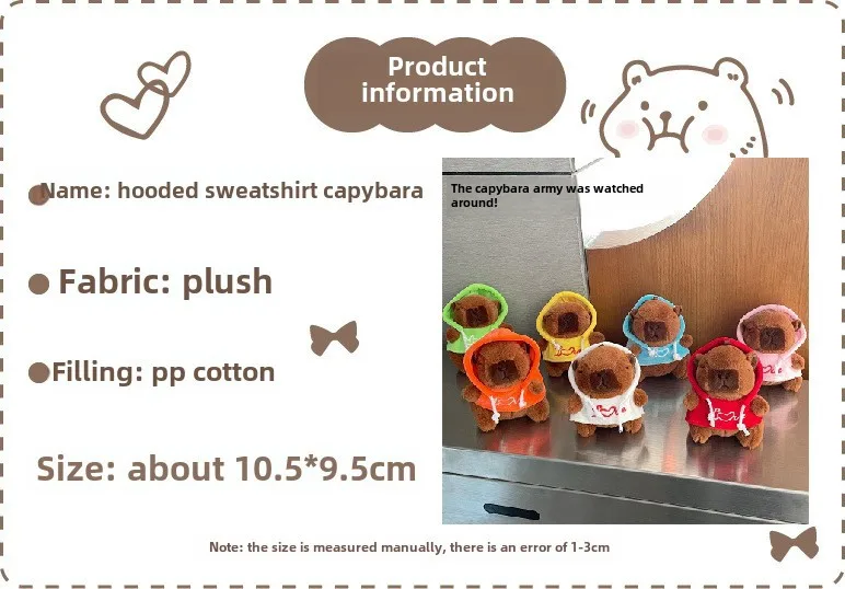 Cute LOVE Sweater Capybara Doll Creative Kappibala Doll Cross-dressing Toys Small Ornaments Keychain Wholesale display picture 1