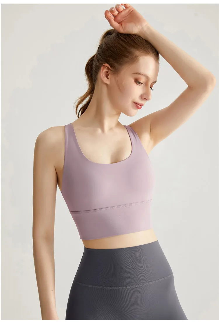 New High Strength Sports Underwear Fixed Chest Pad Beautiful Back Fitness Yoga Suit Running Bra Mid-length Vest display picture 16
