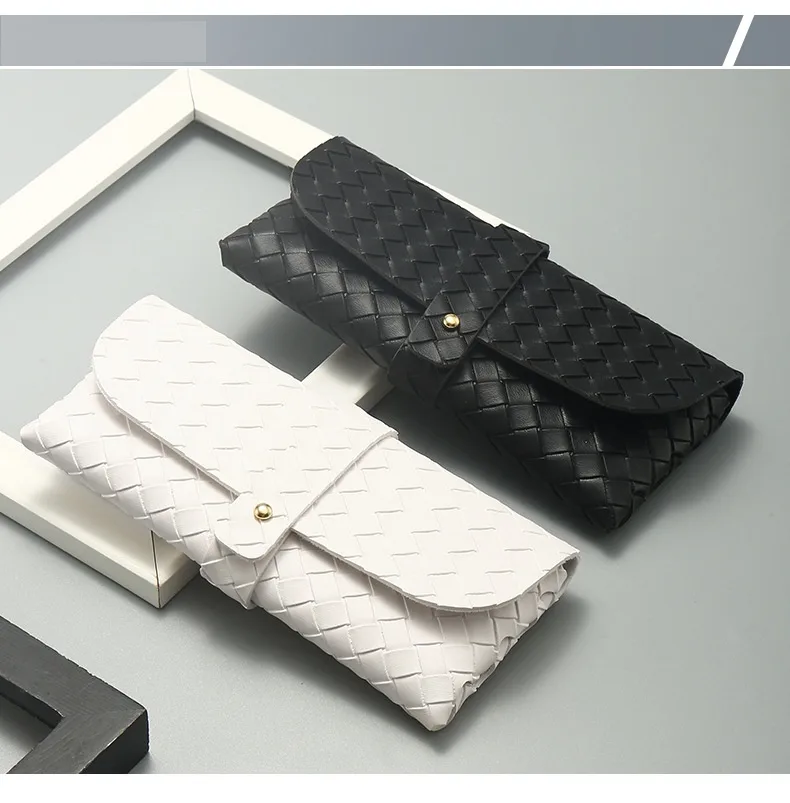 Factory Wholesale Woven Pattern Glasses Box Woven Pattern Nail Buckle Soft Sunglasses Sunglasses Box Can Be Printed LOGO display picture 2