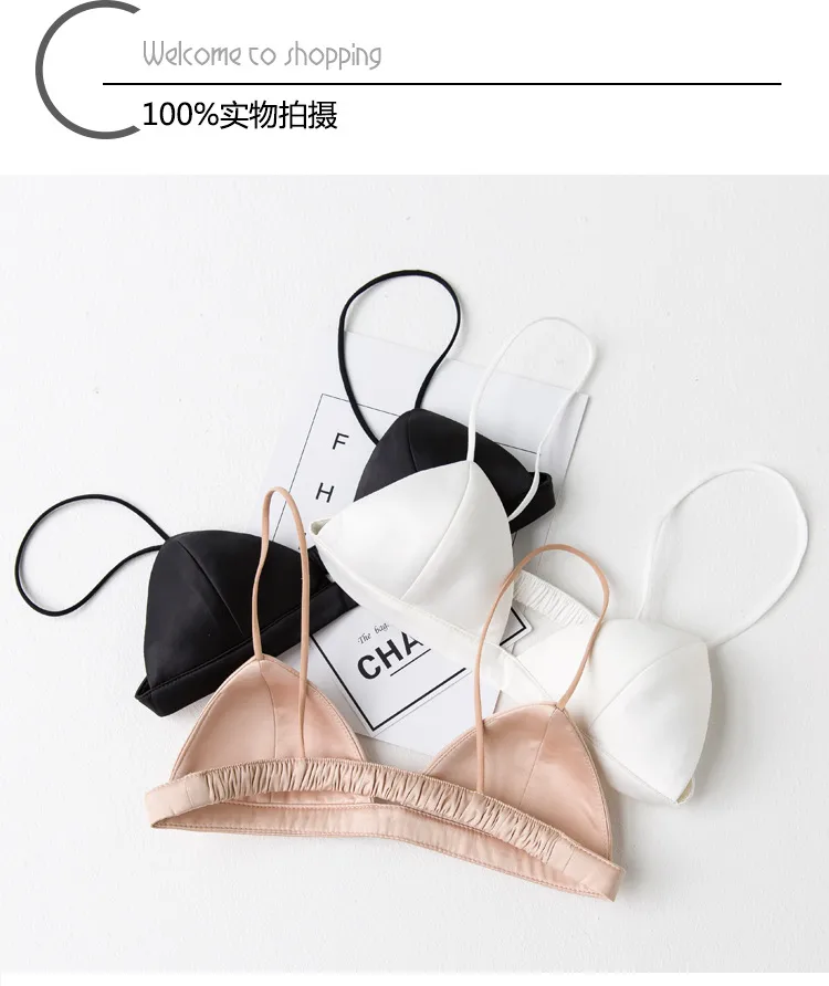 Thin Shoulder Strap Black Small Wrap Bra Beautiful Back Tube Top Sexy Small Bra Stretch Camisole Versatile Underwear Women display picture 3