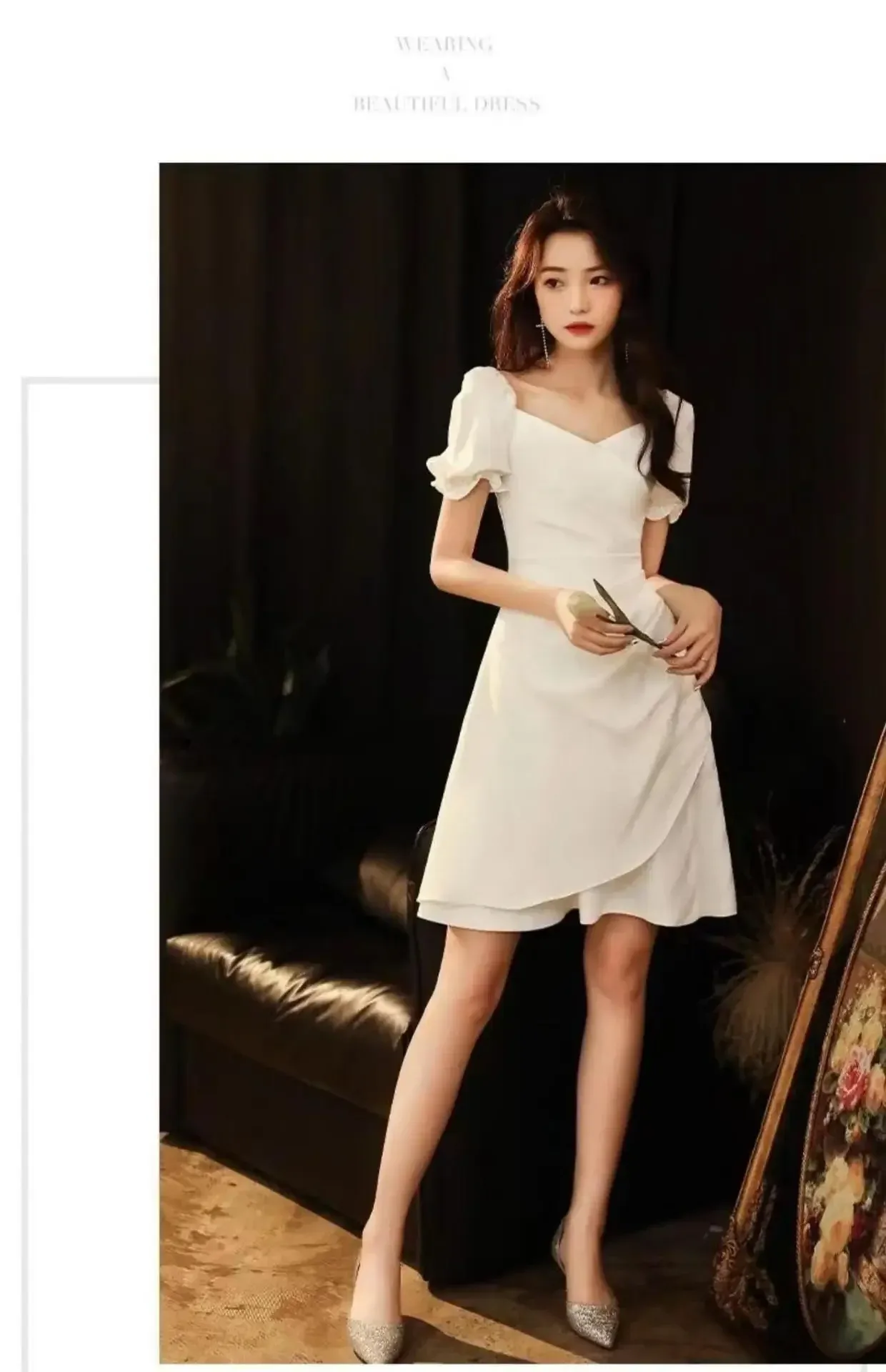 White Dress Small Dress Women's Skirt Can Be Worn At Ordinary Times Socialite French Light Luxury Dress Banquet Temperament Short display picture 3