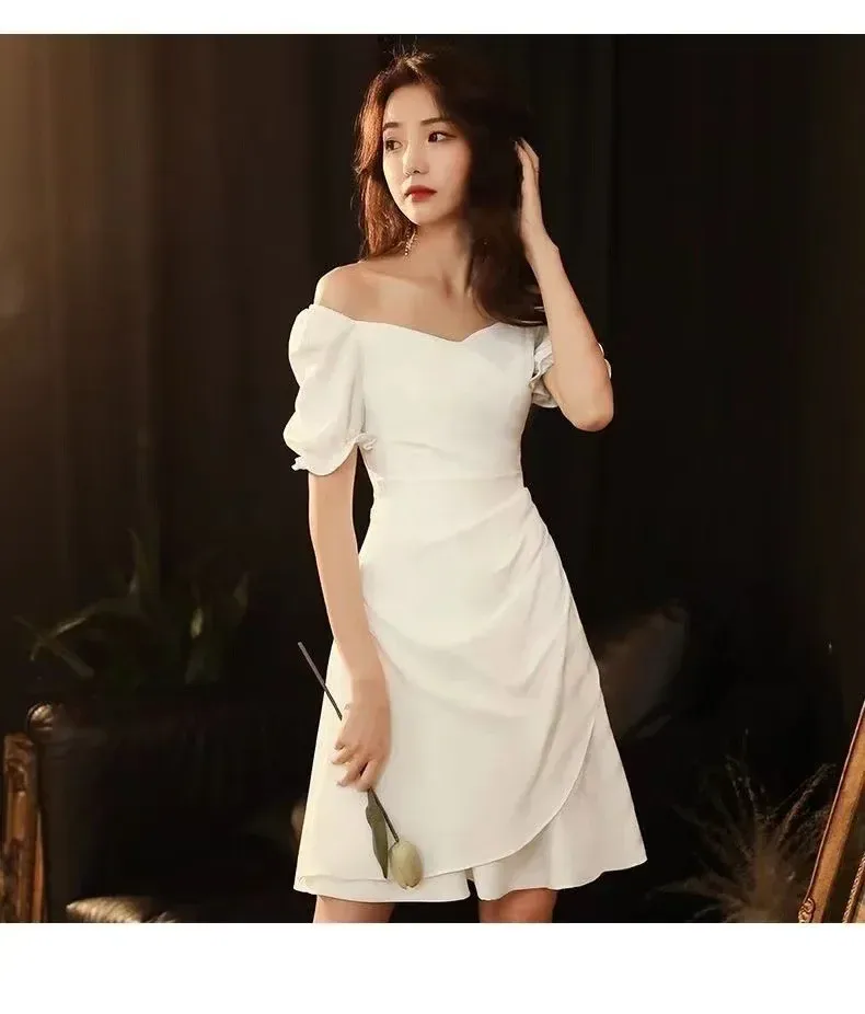 White Dress Small Dress Women's Skirt Can Be Worn At Ordinary Times Socialite French Light Luxury Dress Banquet Temperament Short display picture 5
