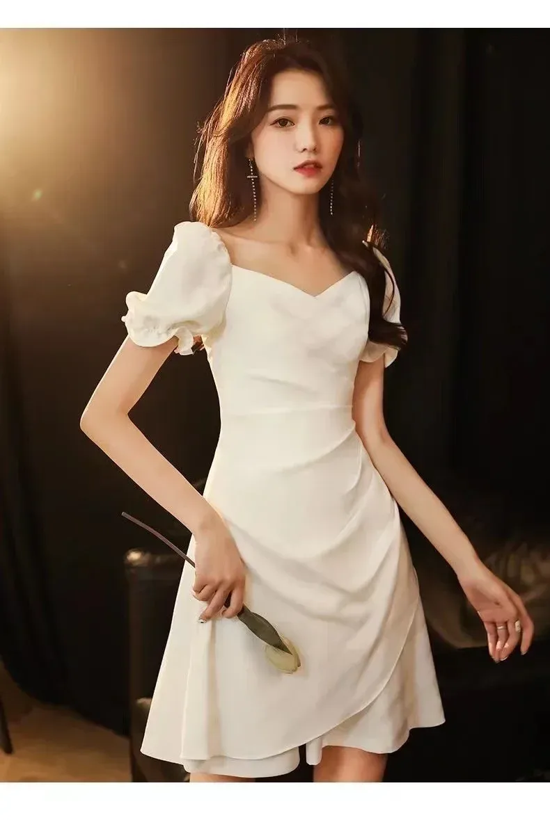 White Dress Small Dress Women's Skirt Can Be Worn At Ordinary Times Socialite French Light Luxury Dress Banquet Temperament Short display picture 9