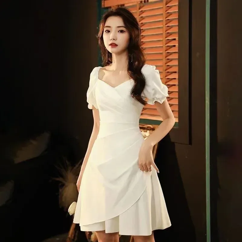 White Dress Small Dress Women's Skirt Can Be Worn At Ordinary Times Socialite French Light Luxury Dress Banquet Temperament Short display picture 10