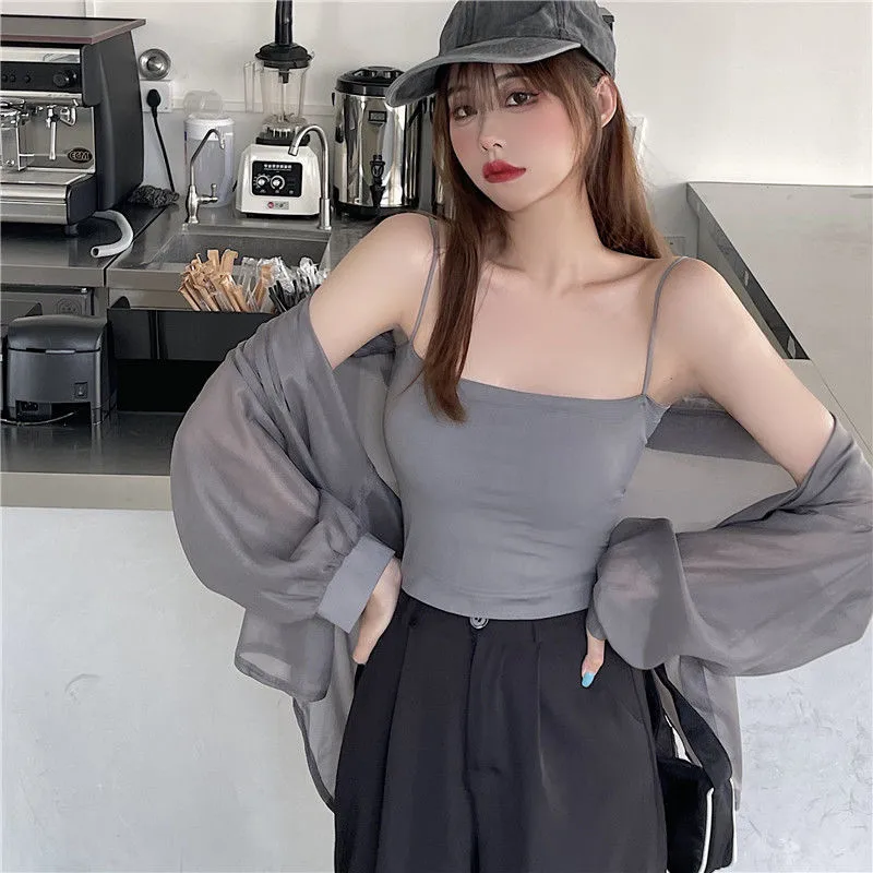 Good Quality Pearlescent Yarn Women's Summer Design Sense Thin Micro-transparent Long-sleeved Coat Sun-protective Shirt Loose Shirt display picture 8
