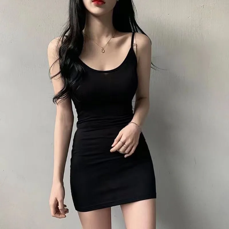 Strappy Hot Girl Vest Dress New Summer Base Skirt  Tight Slim Waist Slimming Long Dress display picture 2