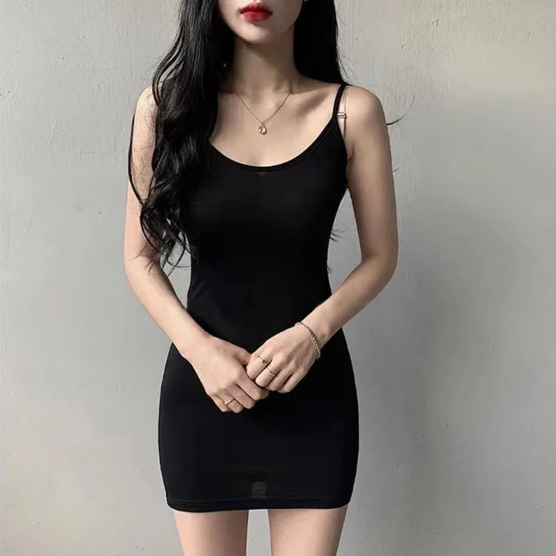 Strappy Hot Girl Vest Dress New Summer Base Skirt  Tight Slim Waist Slimming Long Dress display picture 9