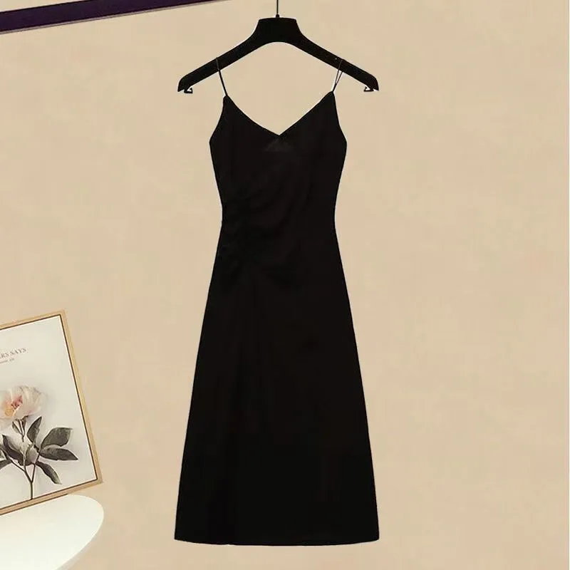 Plus Size Women's Clothing  New Summer Fat Slimming Suit Light Mature Style Chiffon Shirt Suspender Dress Two-Piece Set display picture 2