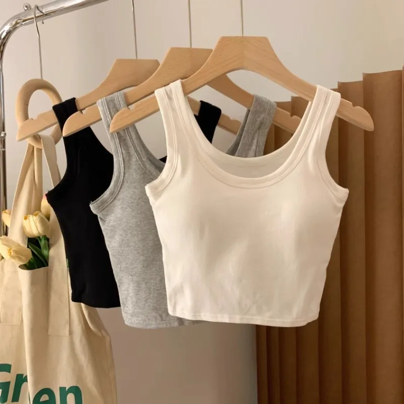 A Generation Of Hair With Chest Pad Vest Women Summer Joker Short Hot Girls Exposed Umbilical Sexy Bottoming Vest Women Wholesale display picture 1