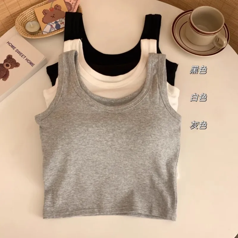 A Generation Of Hair With Chest Pad Vest Women Summer Joker Short Hot Girls Exposed Umbilical Sexy Bottoming Vest Women Wholesale display picture 3