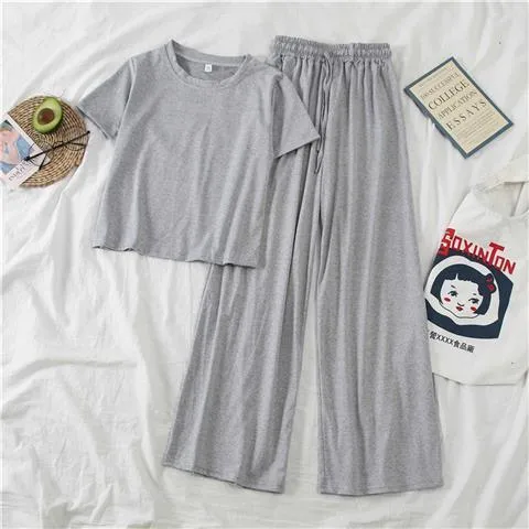 Summer New New-style Online Popular Western-style Tall Suit Women's Hong Kong-style Short-sleeved Wide-leg Pants Casual Two-piece Fashionable Set display picture 1