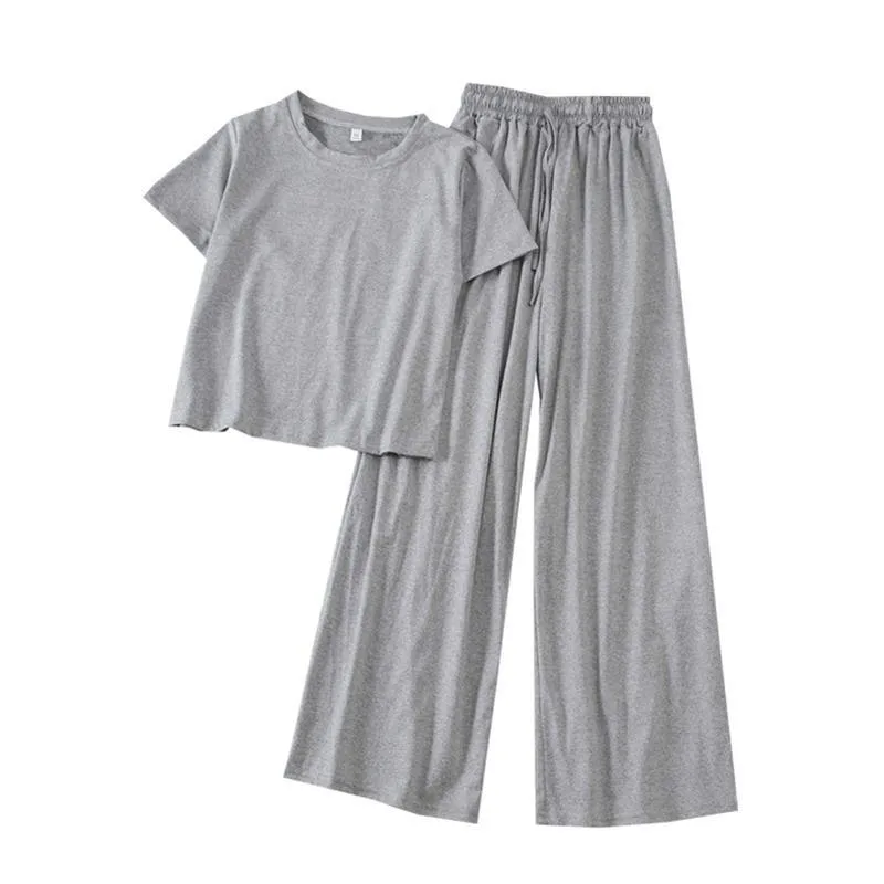 Summer New New-style Online Popular Western-style Tall Suit Women's Hong Kong-style Short-sleeved Wide-leg Pants Casual Two-piece Fashionable Set display picture 7
