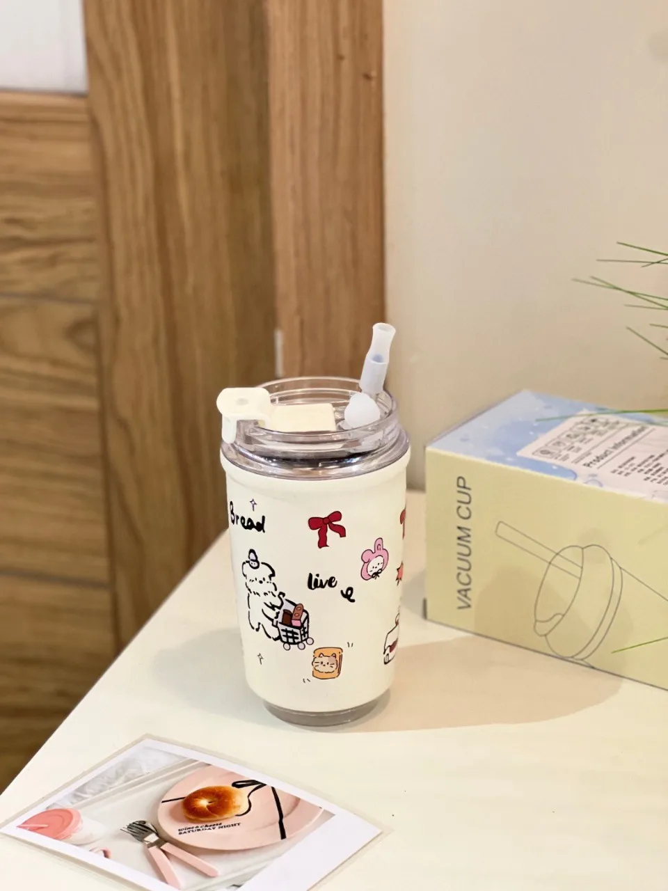 Cute Hand-painted Winter Cat Stainless Steel Thermos Cute Cartoon High Color Value Straw Straw Water Cup display picture 5