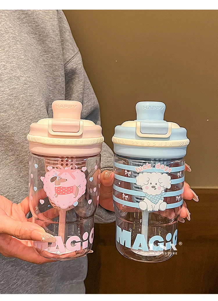 Summer Water Cup Girls High Color Value Cute Coffee Cup With Tea Warehouse Double Drinking Sippy Cup Students With Cup New display picture 2