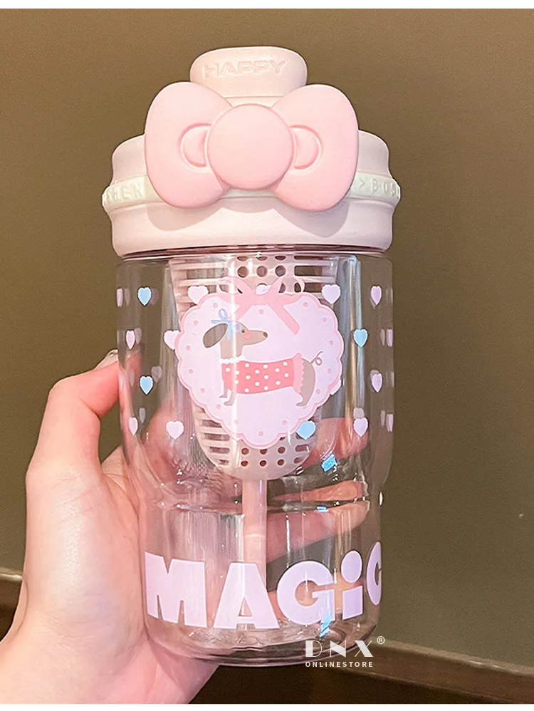 Summer Water Cup Girls High Color Value Cute Coffee Cup With Tea Warehouse Double Drinking Sippy Cup Students With Cup New display picture 3