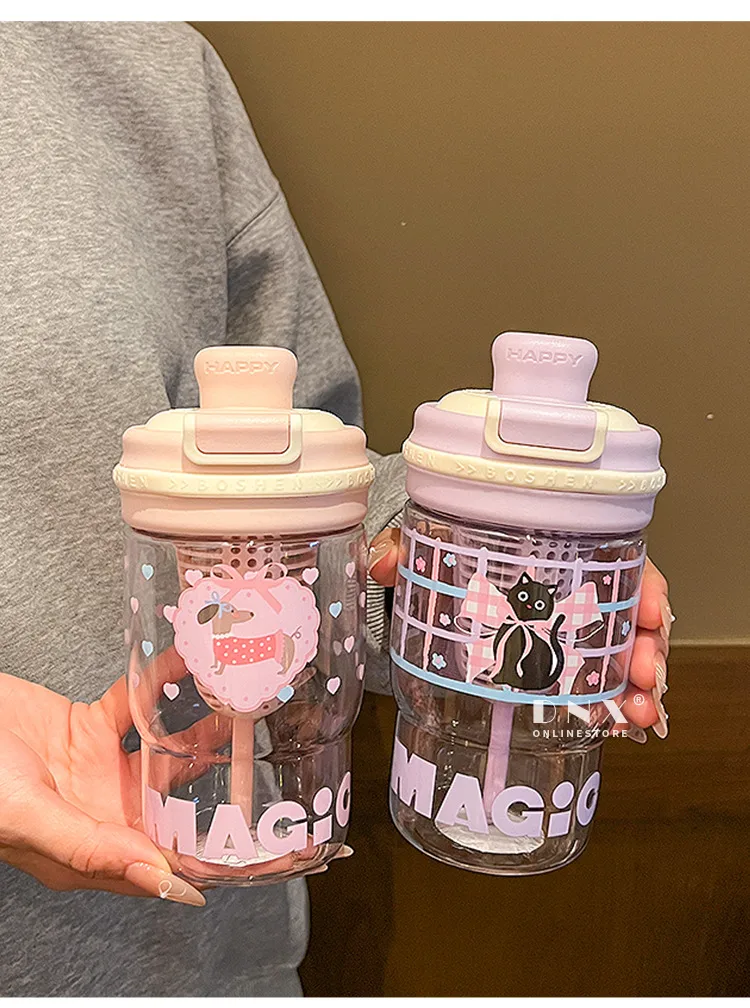 Summer Water Cup Girls High Color Value Cute Coffee Cup With Tea Warehouse Double Drinking Sippy Cup Students With Cup New display picture 4