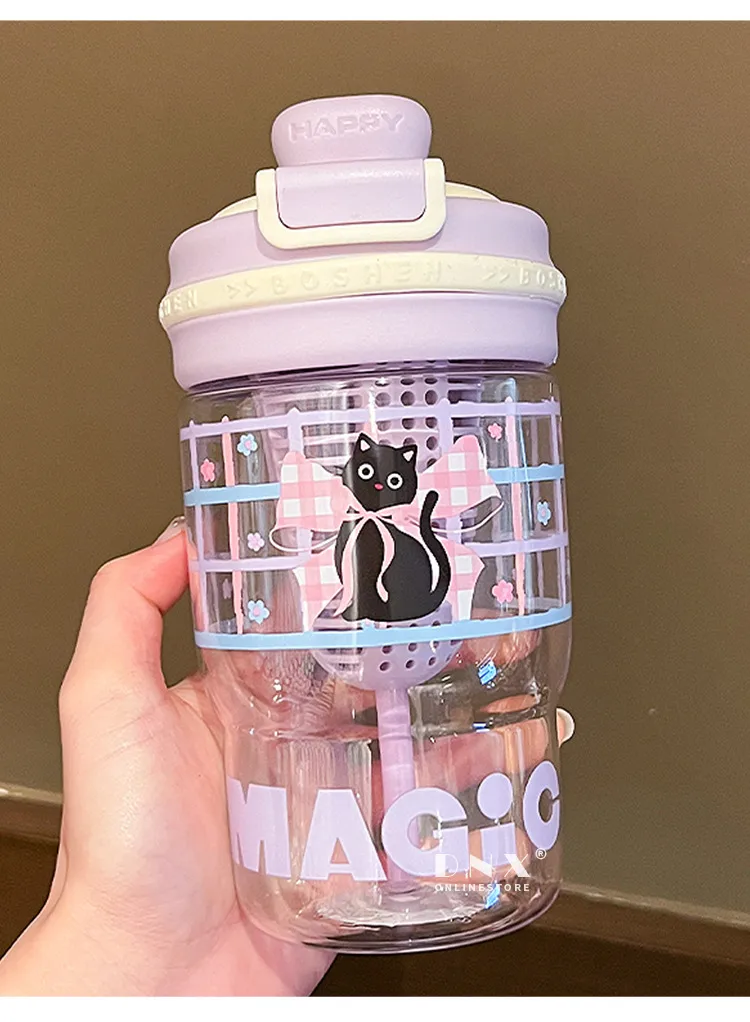Summer Water Cup Girls High Color Value Cute Coffee Cup With Tea Warehouse Double Drinking Sippy Cup Students With Cup New display picture 5