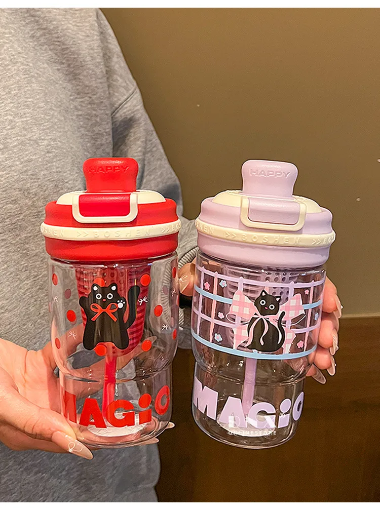 Summer Water Cup Girls High Color Value Cute Coffee Cup With Tea Warehouse Double Drinking Sippy Cup Students With Cup New display picture 6