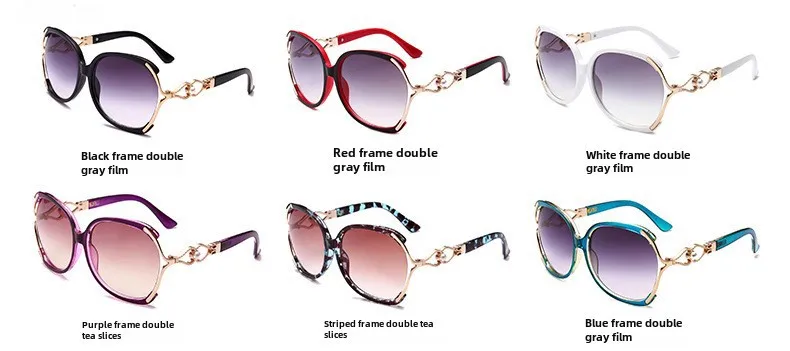 Classic Fashion Big Brand All-match Women's Sunglasses Trendy Pearl Sunglasses Large Frame Sunglasses 512 display picture 2