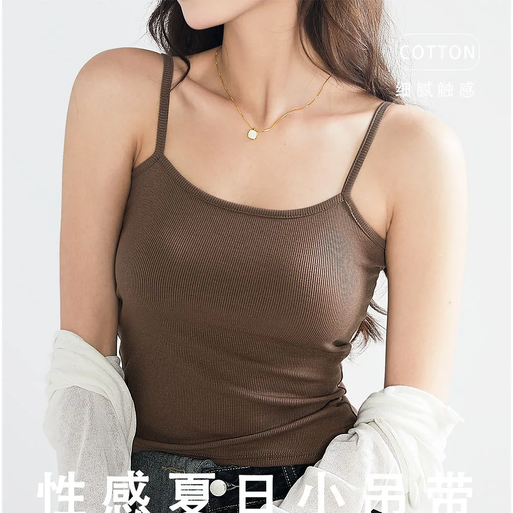 Summer Sexy Women's Tube Top Basic Hot Girl Breast-covering Thread Vest Small Strap Bottoming Women's Inner Wear display picture 2
