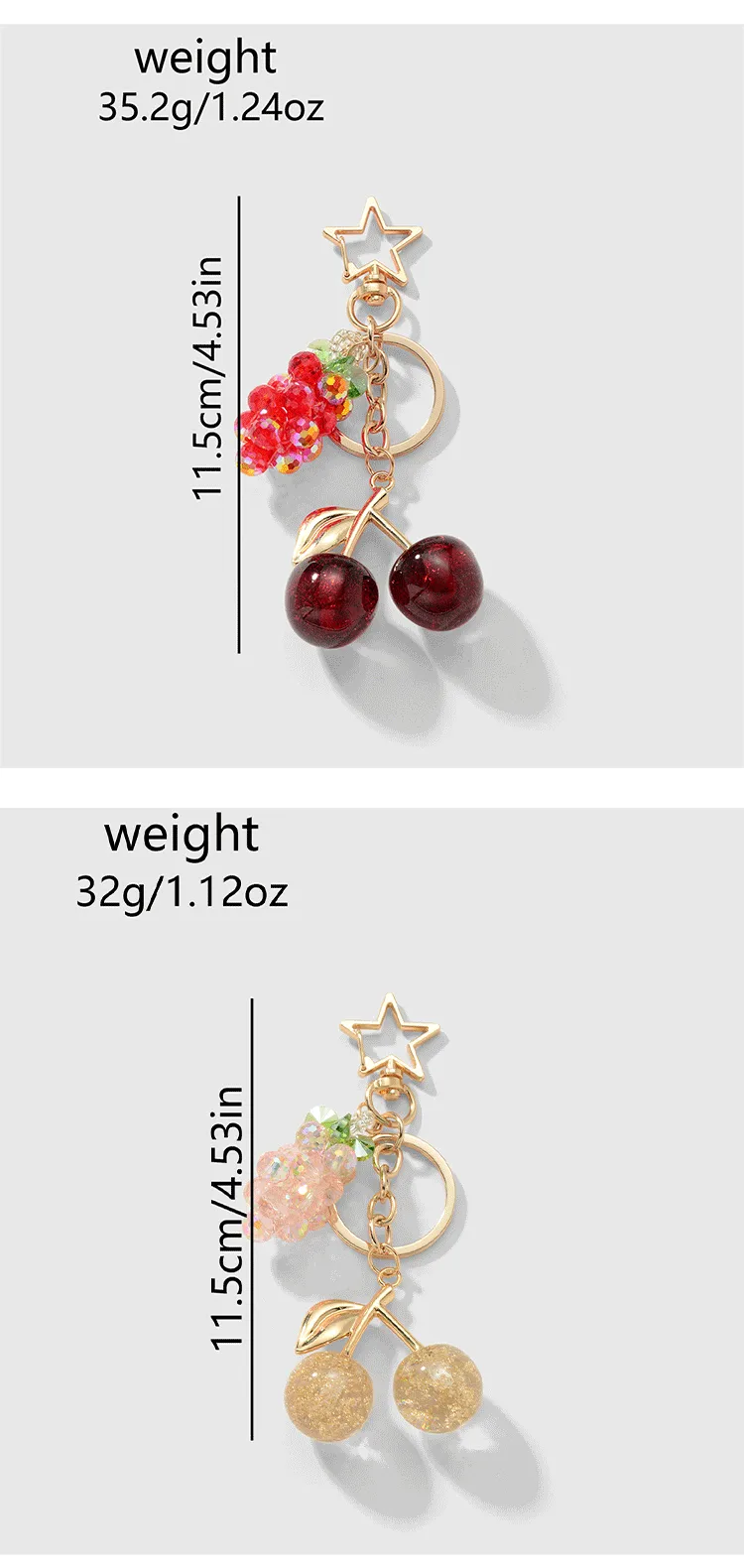 New Ins Exquisite Accessible Luxury High-End Imitation Crystal Grape Fine Glitter Resin Cherry DIY Keychain Bag Pendant display picture 4