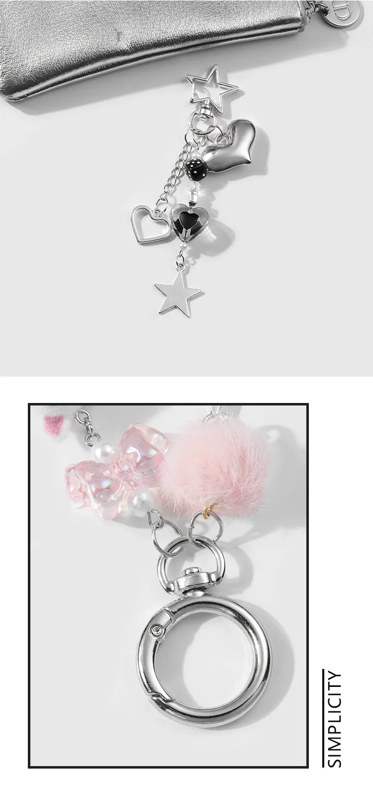 Explosions Ins Exquisite Sweet All-match Hollow Love Star Fur Ball Flocking Fox Pendant Keychain display picture 1