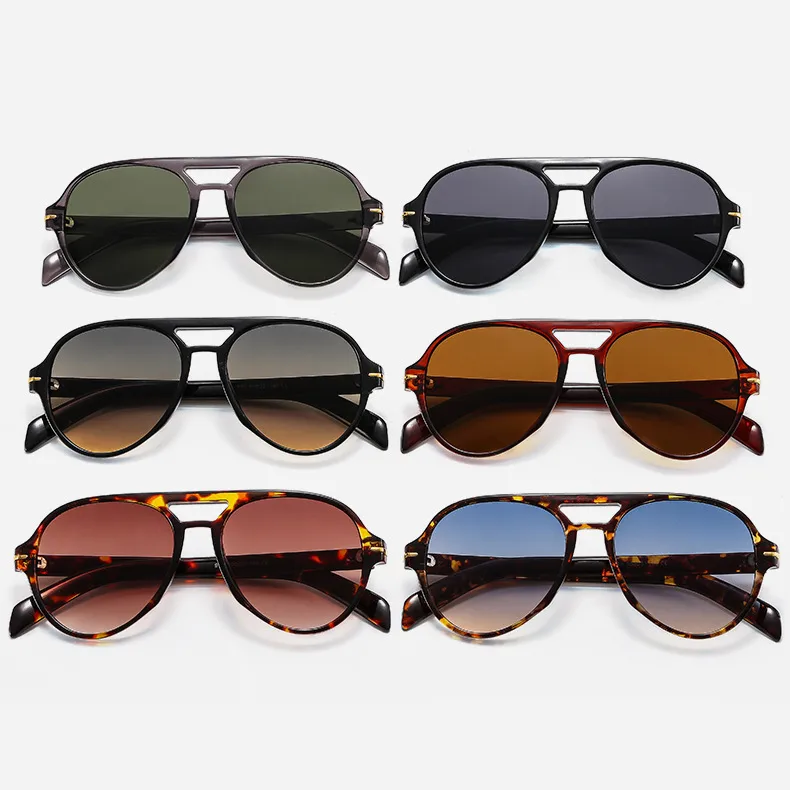 PC Double Beam Large Frame Retro Goggles Sunshade UV Protection Sunglasses Men's Aviator Sunglasses  Glasses display picture 7