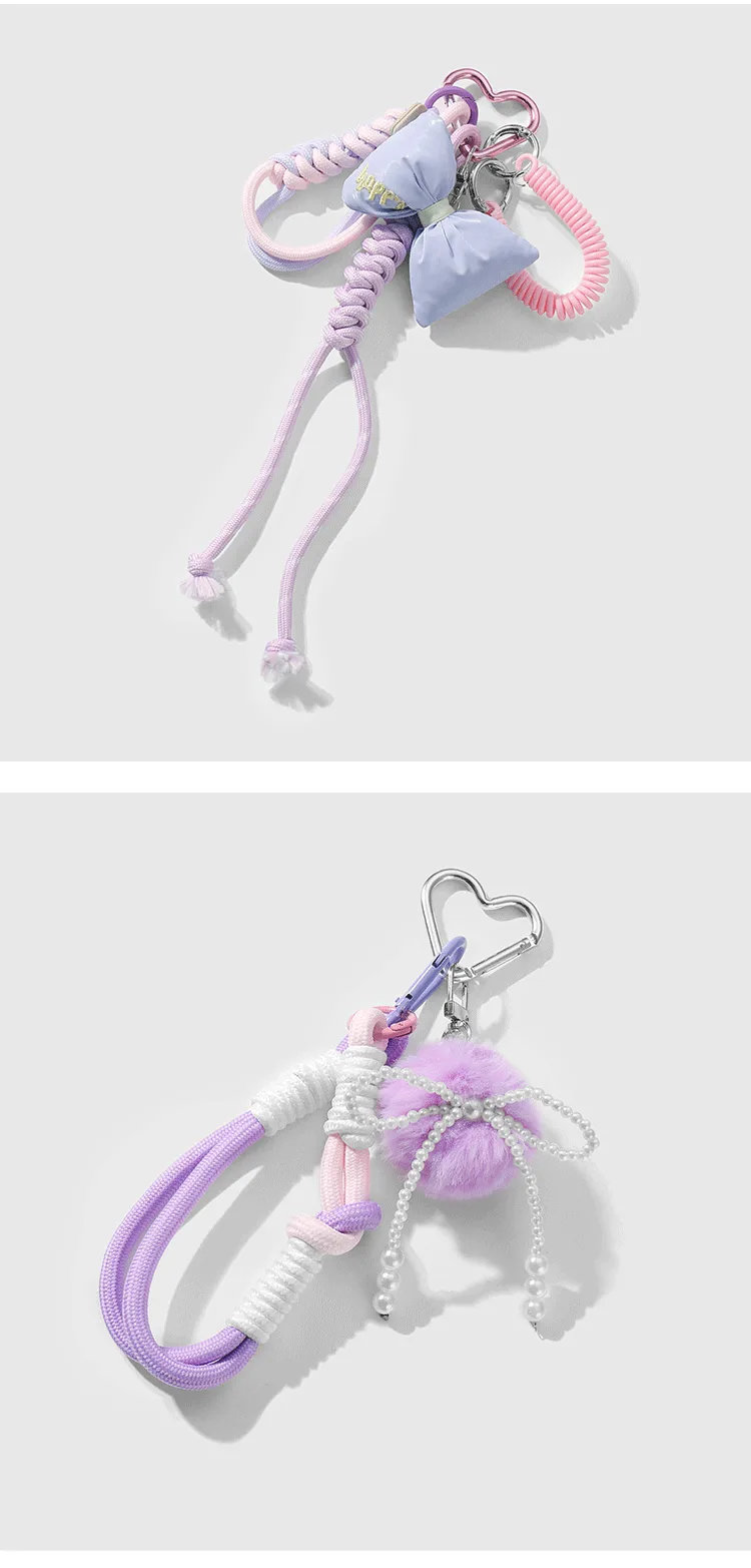 Spring New Ins New Sweet High-value Imitation Pearl Love Star Bow Climbing Rope DIY Key Chain display picture 2