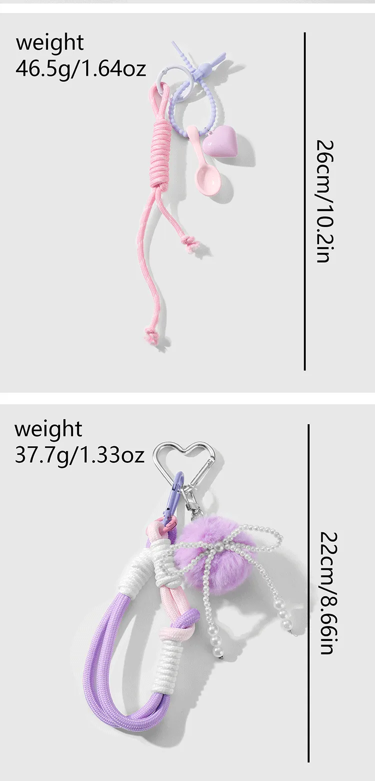 Spring New Ins New Sweet High-value Imitation Pearl Love Star Bow Climbing Rope DIY Key Chain display picture 4