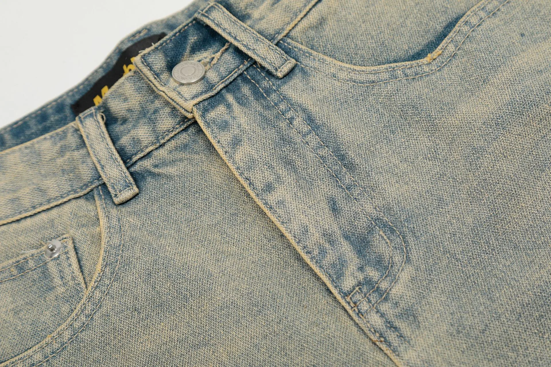 Jiayiku Men's American Vintage Washed Old Denim Shorts Men's And Women's Straight Loose Cleanfit Shorts display picture 7