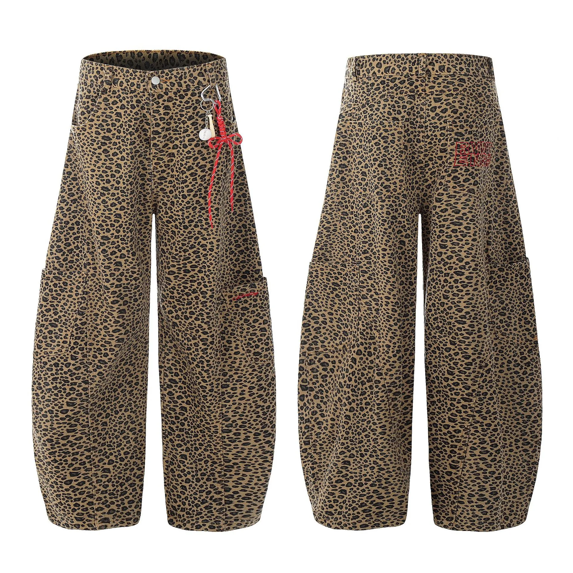 Jiayiku Fashion Brand  New  Vibe Leopard Print Personalized Machete Casual Pants Men And Women Ins Fashion Wide Leg Pants display picture 2