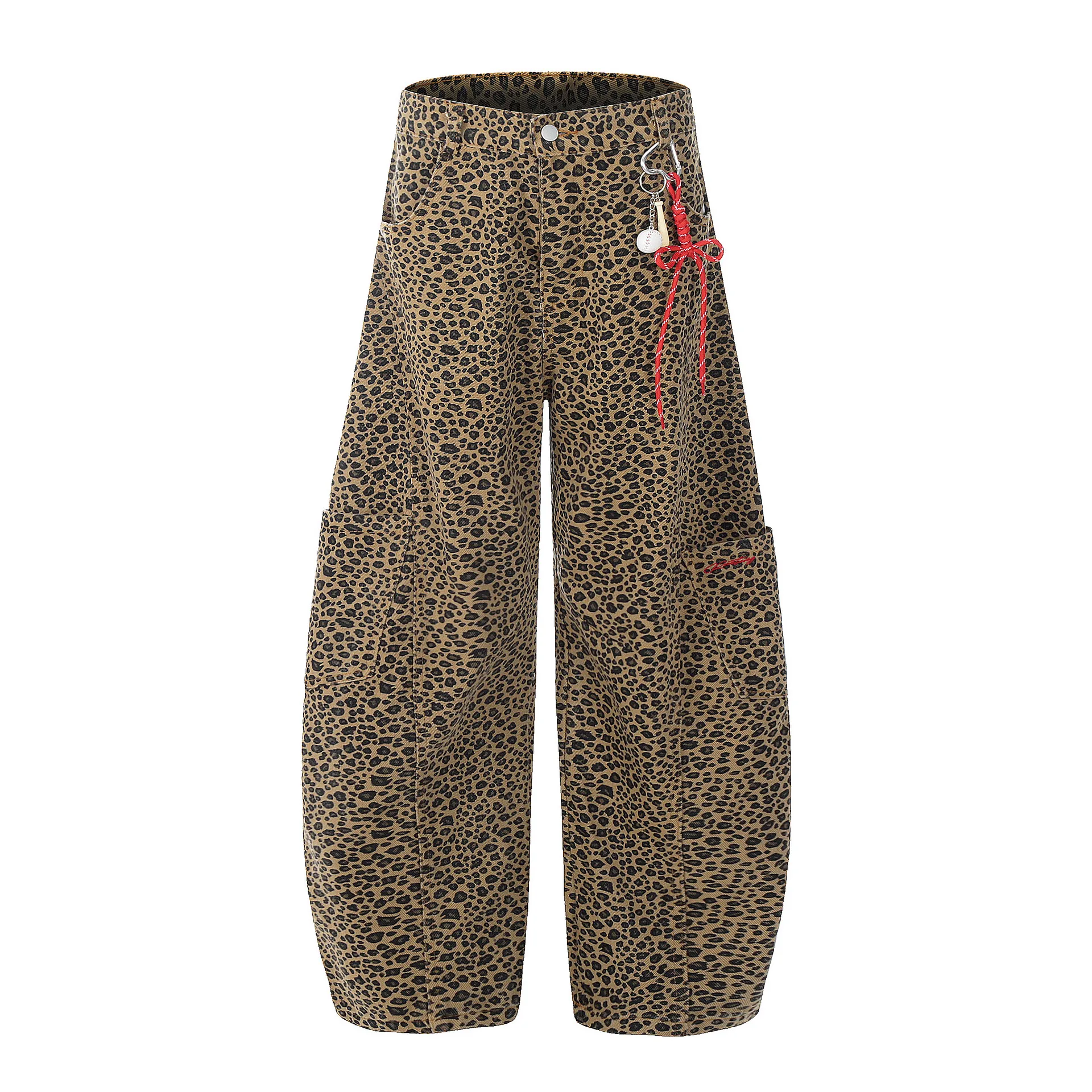 Jiayiku Fashion Brand  New  Vibe Leopard Print Personalized Machete Casual Pants Men And Women Ins Fashion Wide Leg Pants display picture 3