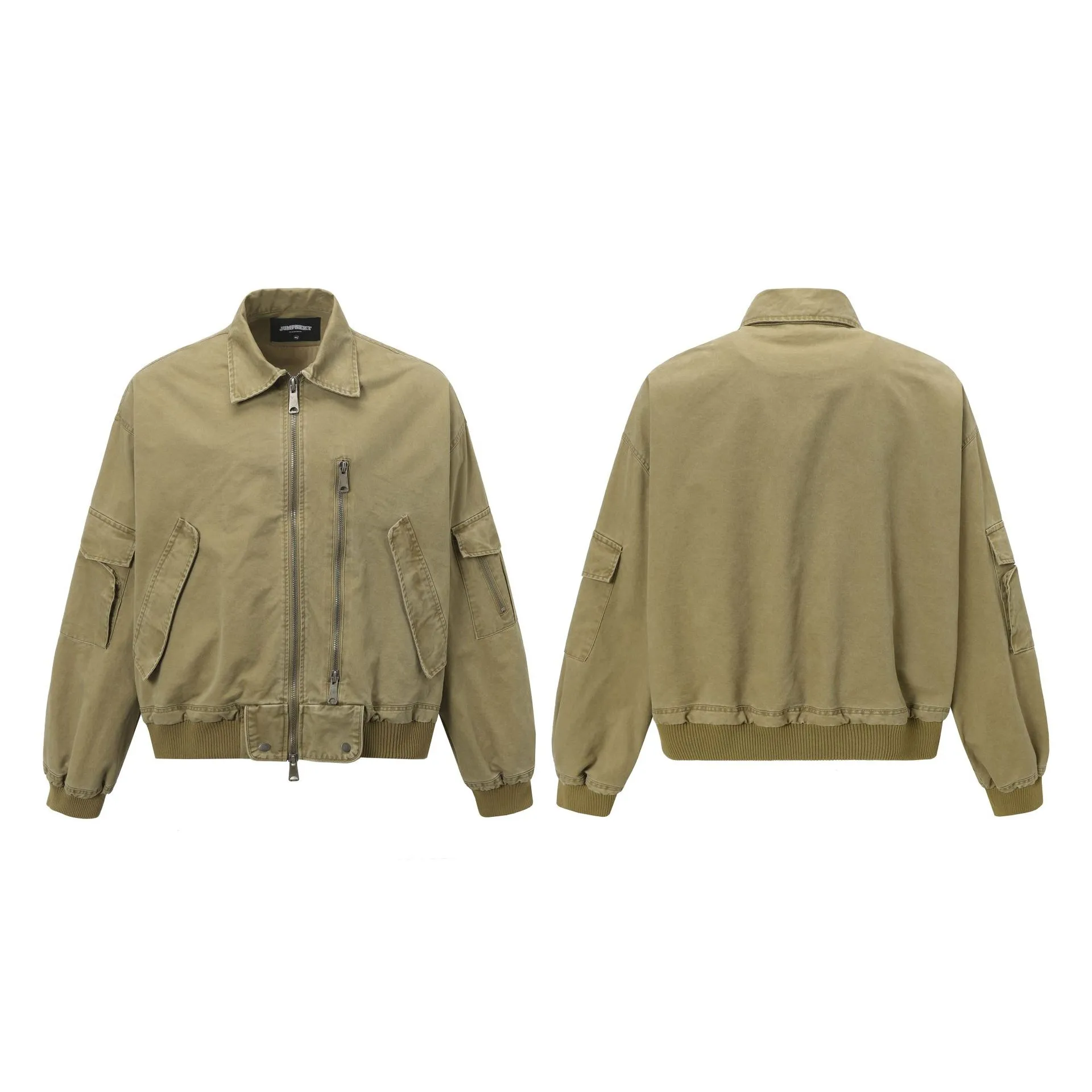 Jiayi Library Men's  Spring American Locomotive Wind Vintage Heavy Flying Jacket Water Washing Tooling Jacket display picture 2