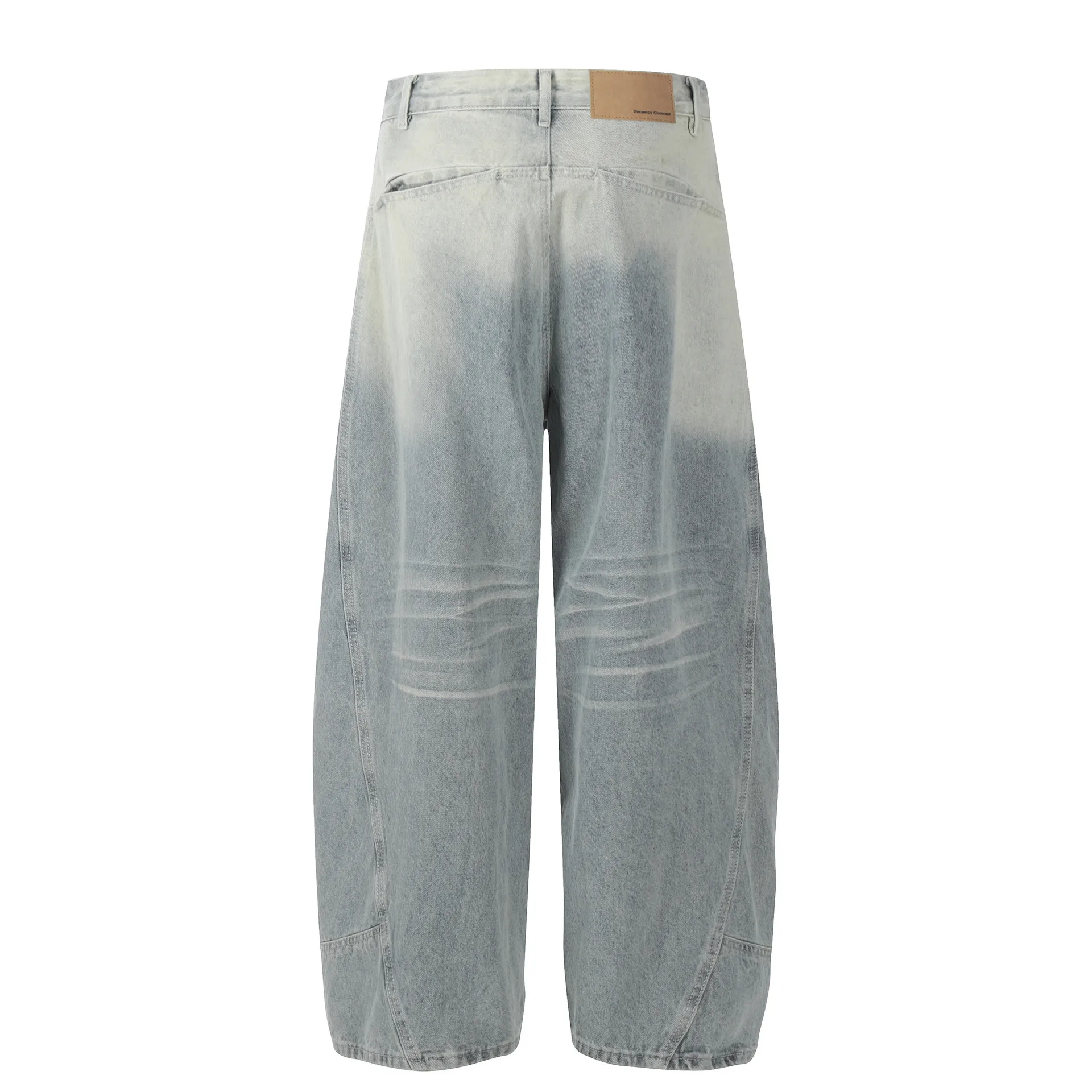Jiayi Library Men's  New American High Street Curved Scimitar Washed Jeans Men's And Women's Vibe Wide Leg Pants display picture 5