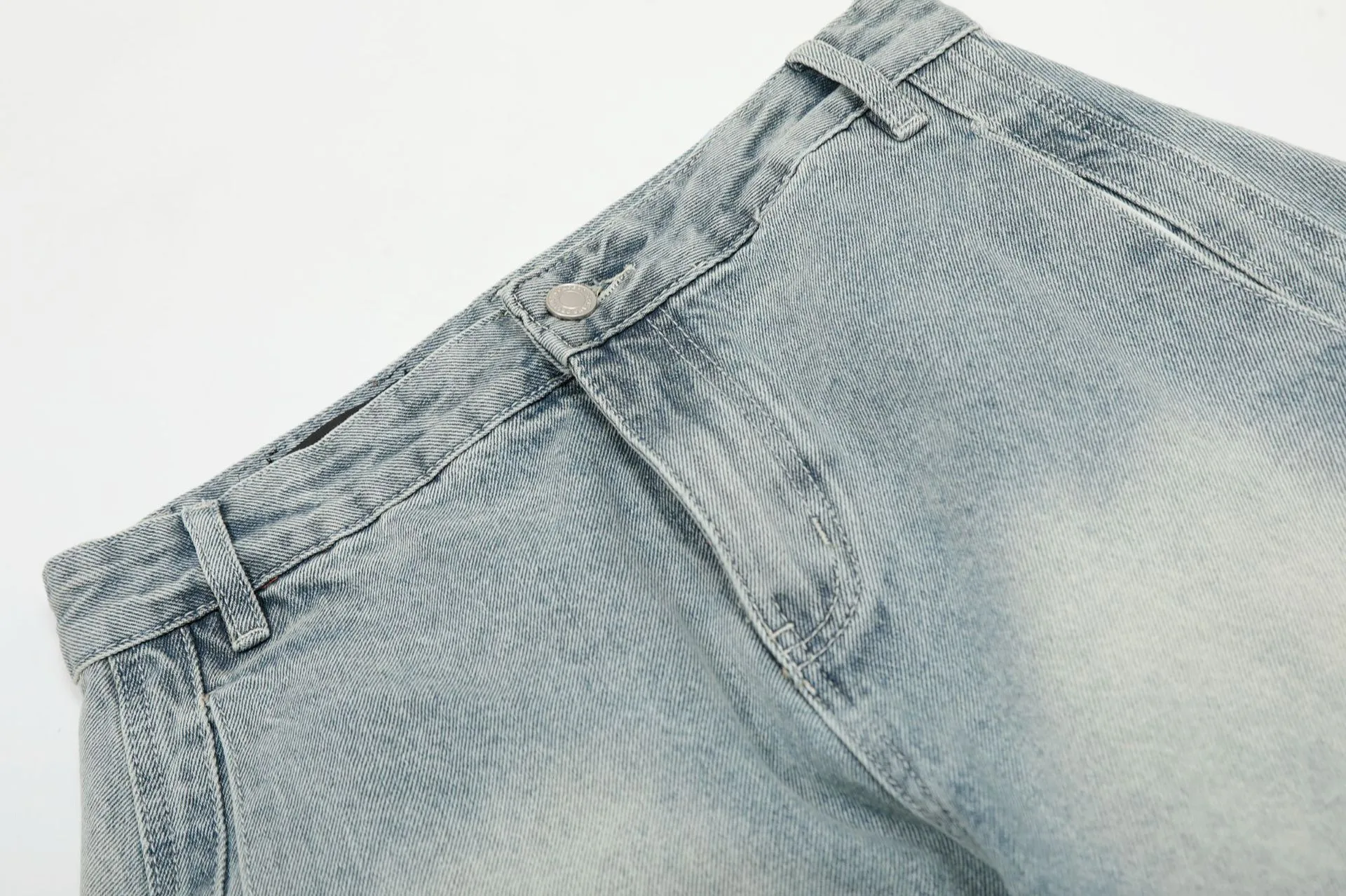 Jiayi Library Men's  New American High Street Curved Scimitar Washed Jeans Men's And Women's Vibe Wide Leg Pants display picture 6