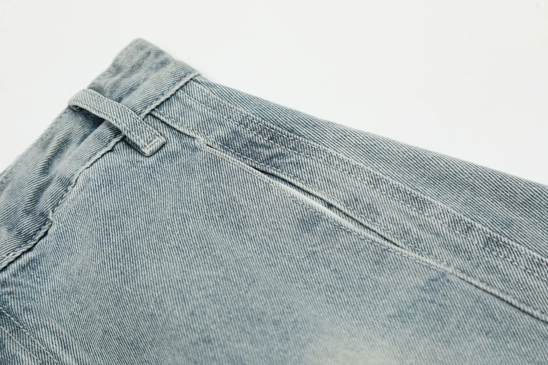Jiayi Library Men's  New American High Street Curved Scimitar Washed Jeans Men's And Women's Vibe Wide Leg Pants display picture 8