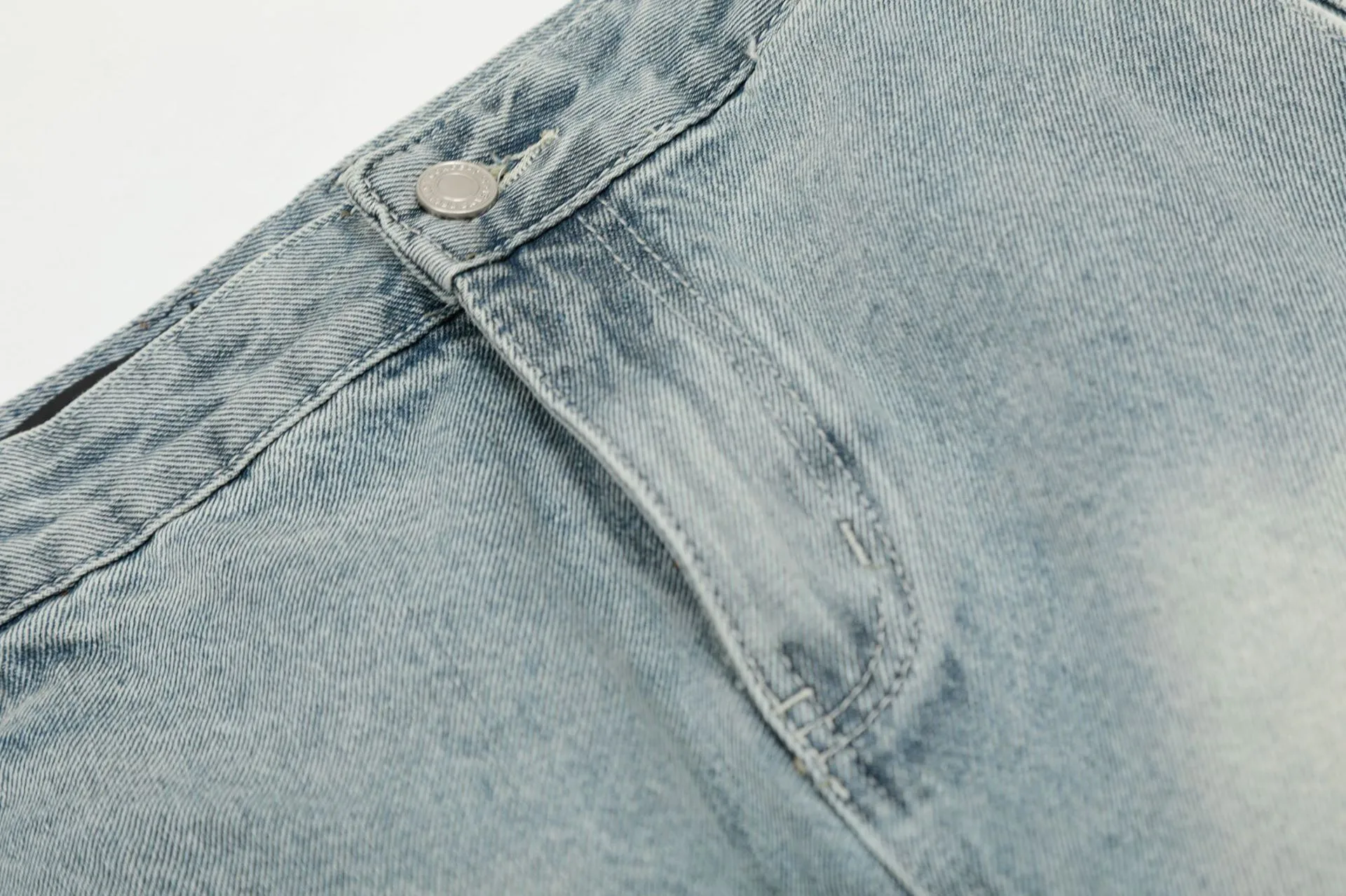 Jiayi Library Men's  New American High Street Curved Scimitar Washed Jeans Men's And Women's Vibe Wide Leg Pants display picture 9