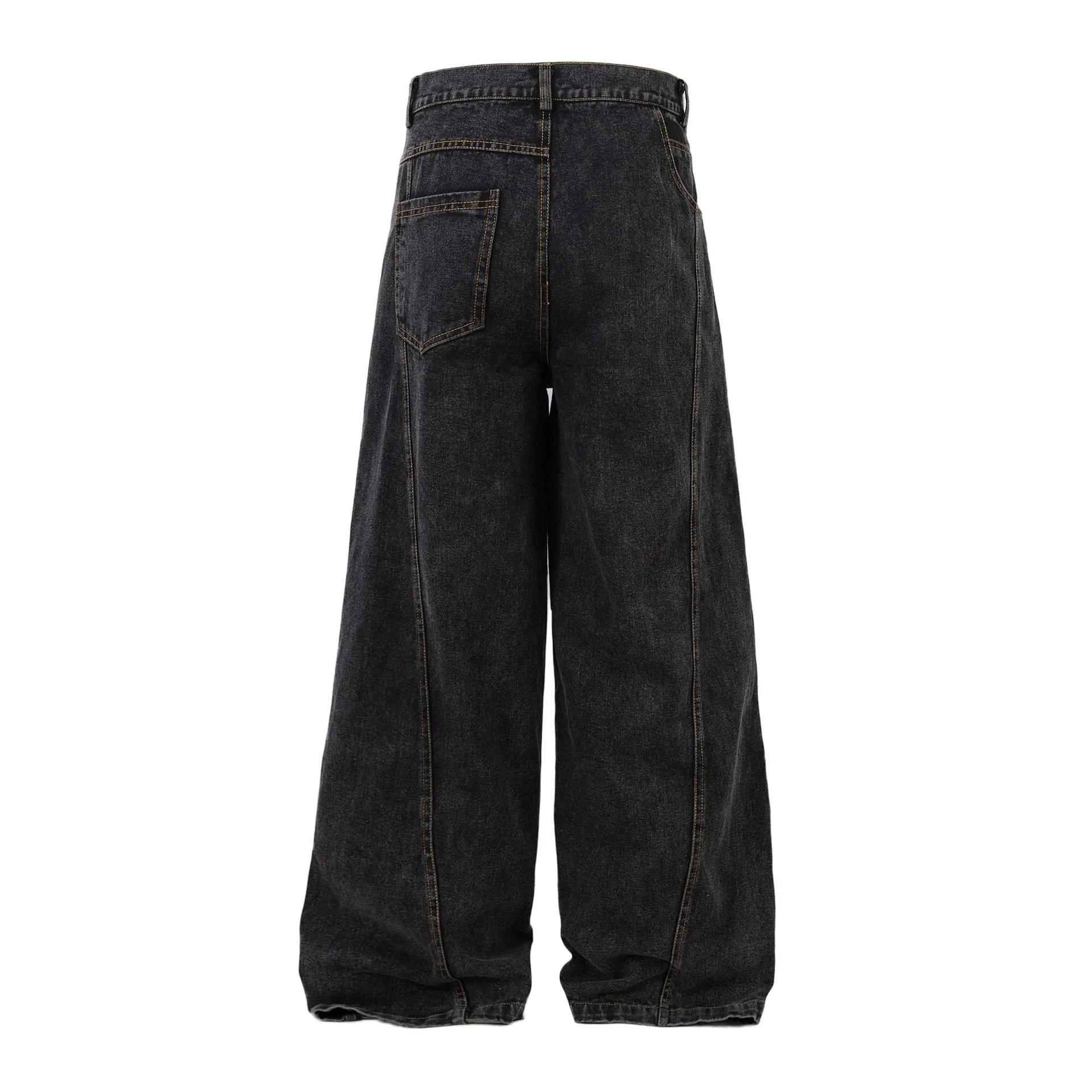 Spring  American Style Retro Shape Feeling Structure Split Washed Jeans Straight Cleanfit Pants display picture 4