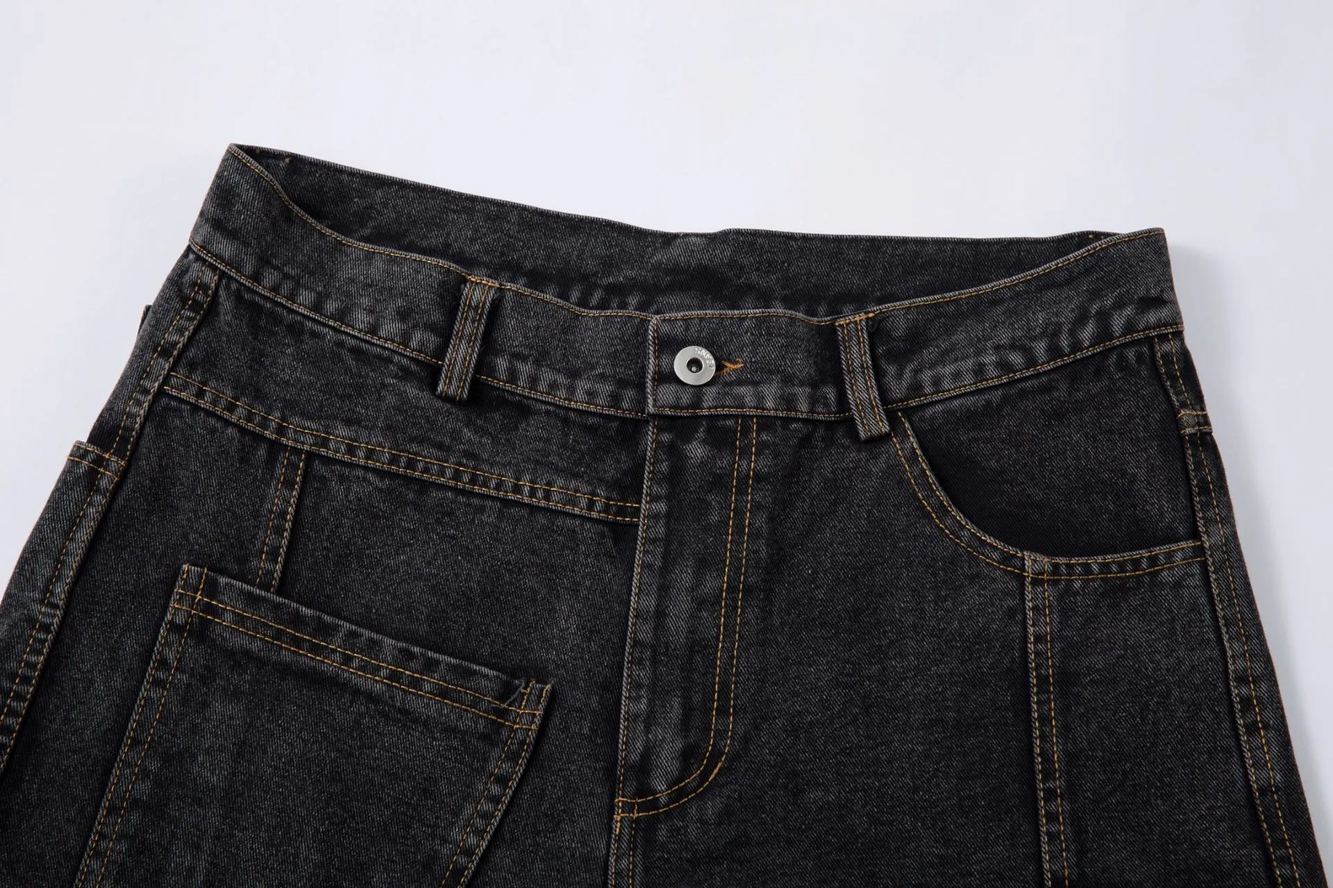 Spring  American Style Retro Shape Feeling Structure Split Washed Jeans Straight Cleanfit Pants display picture 5