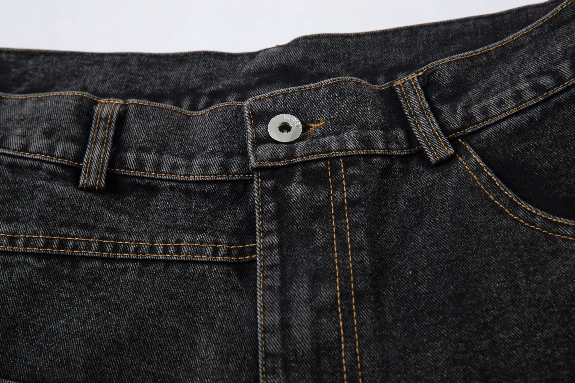 Spring  American Style Retro Shape Feeling Structure Split Washed Jeans Straight Cleanfit Pants display picture 6