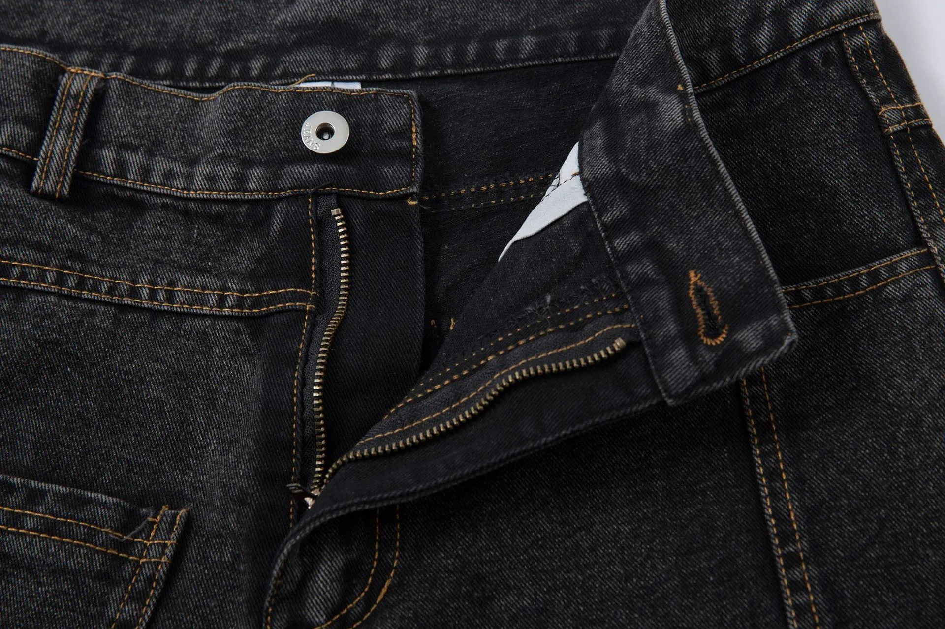 Spring  American Style Retro Shape Feeling Structure Split Washed Jeans Straight Cleanfit Pants display picture 7