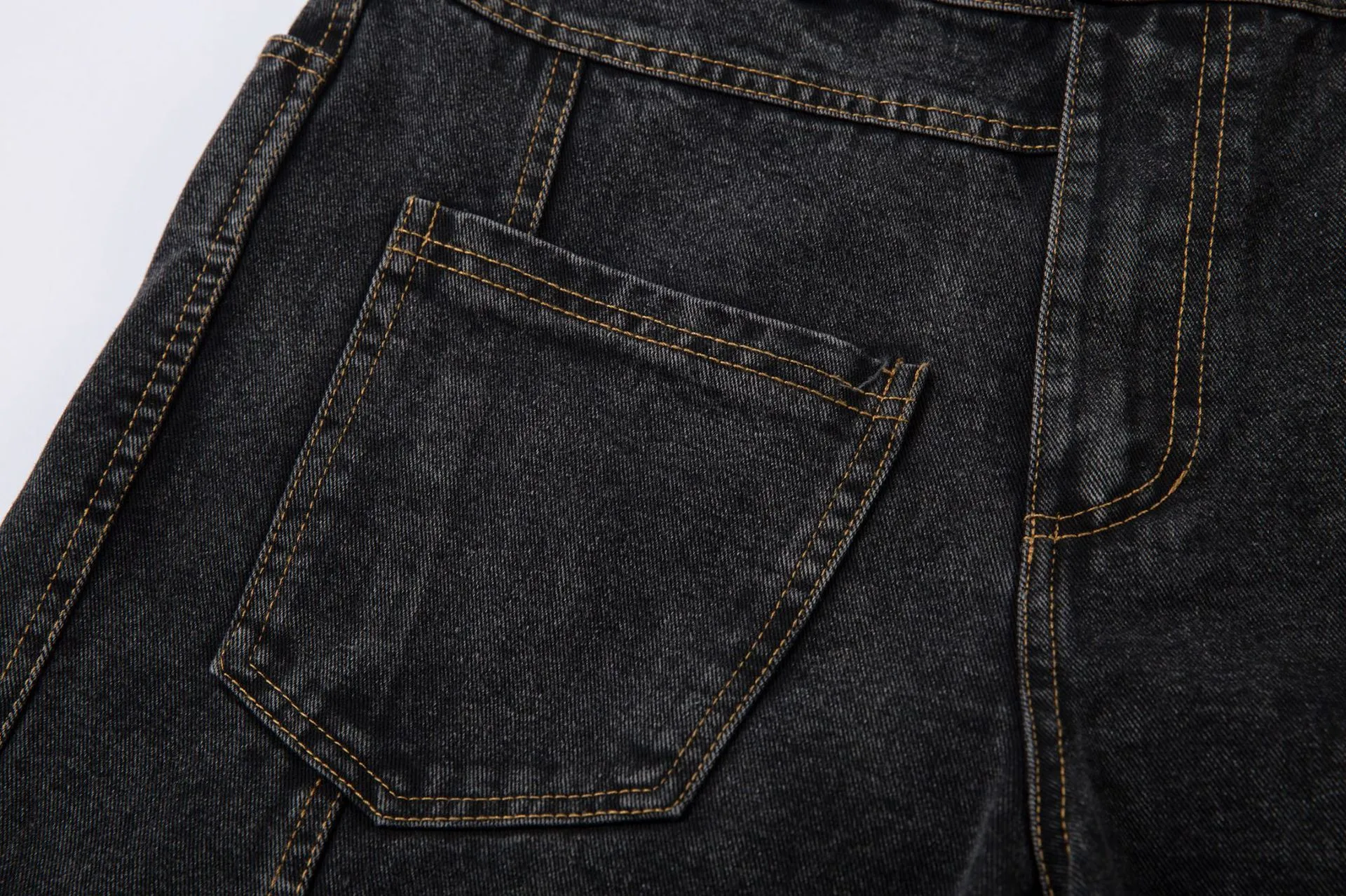 Spring  American Style Retro Shape Feeling Structure Split Washed Jeans Straight Cleanfit Pants display picture 9