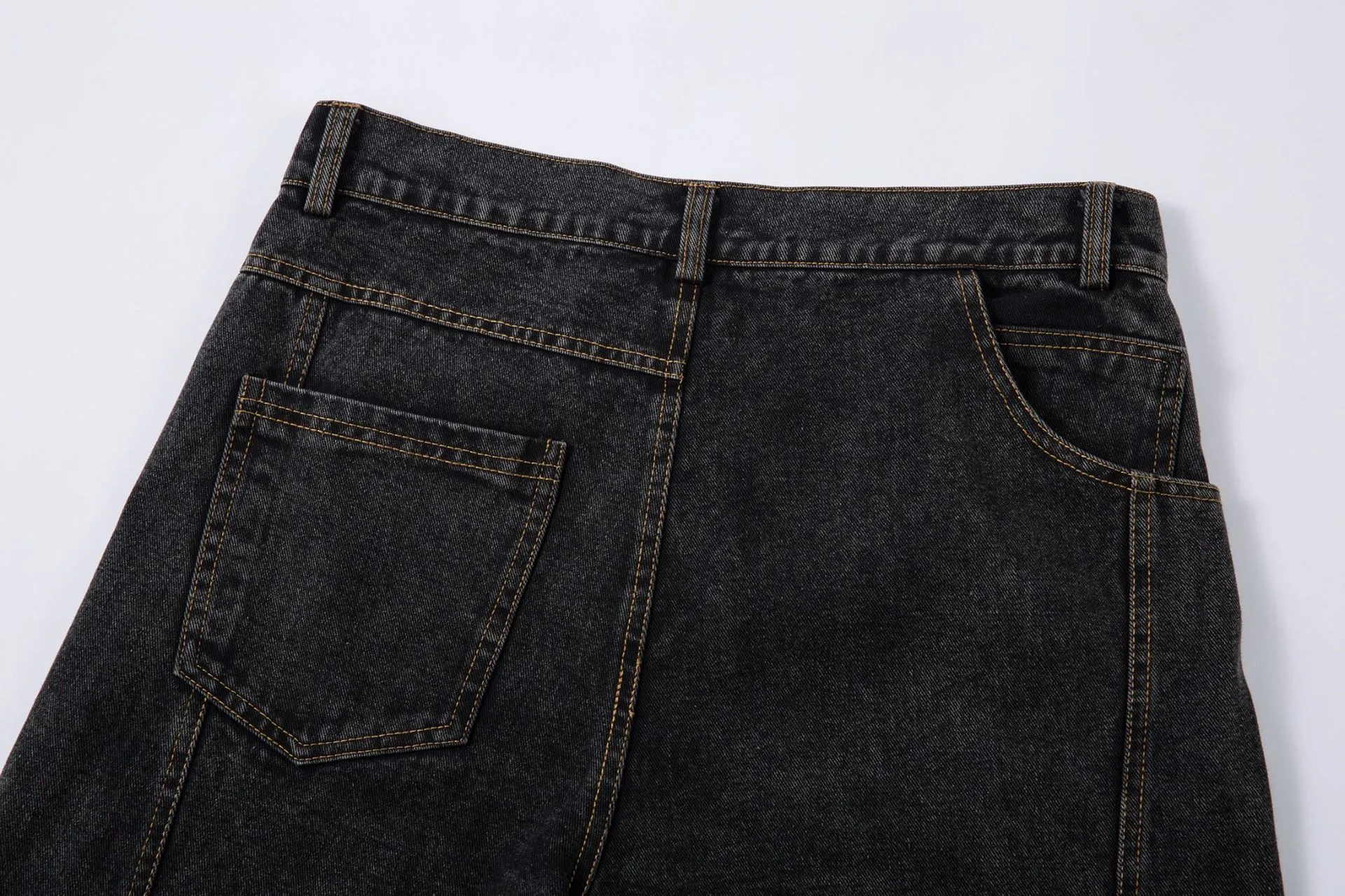 Spring  American Style Retro Shape Feeling Structure Split Washed Jeans Straight Cleanfit Pants display picture 11
