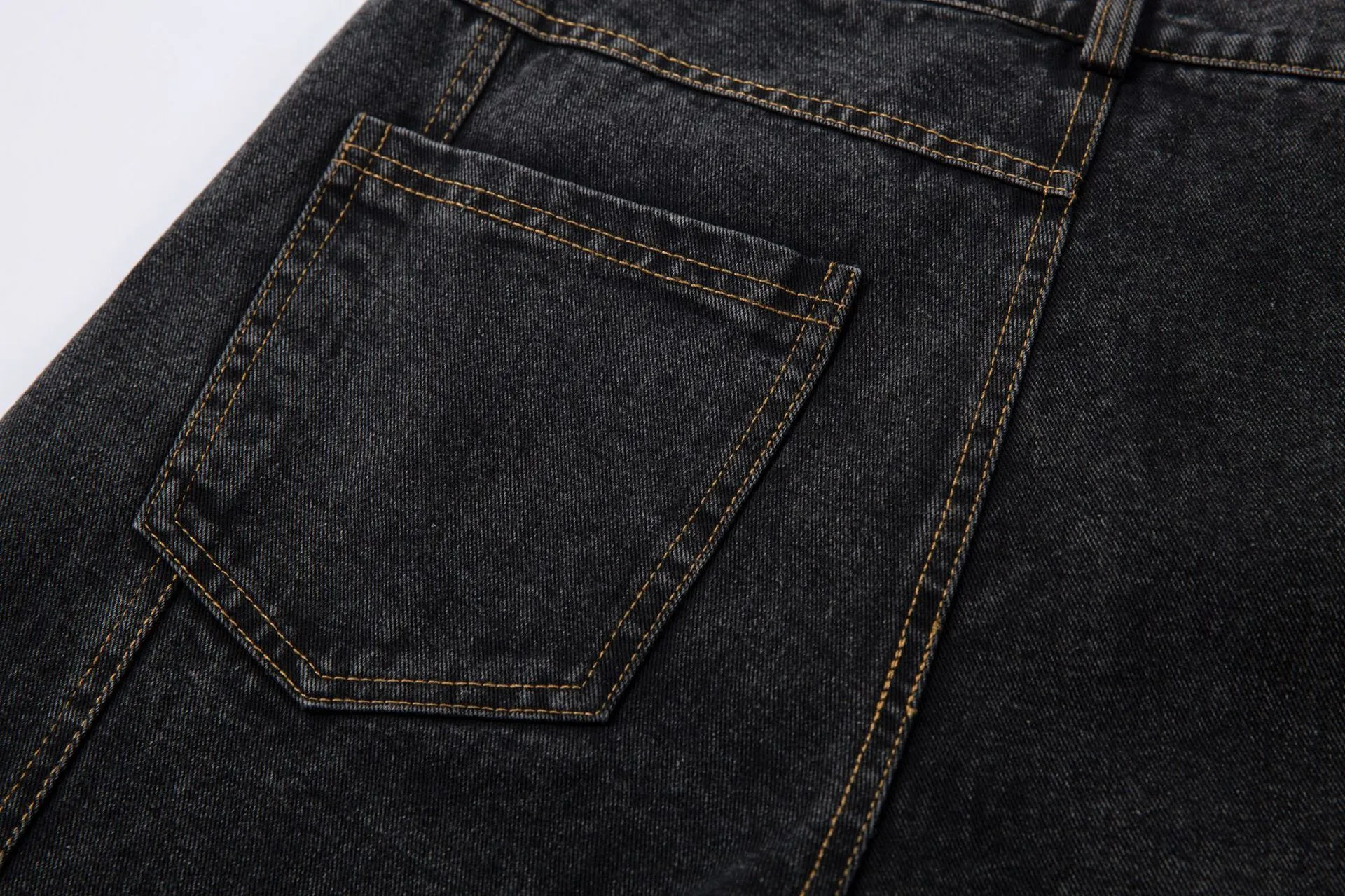 Spring  American Style Retro Shape Feeling Structure Split Washed Jeans Straight Cleanfit Pants display picture 12