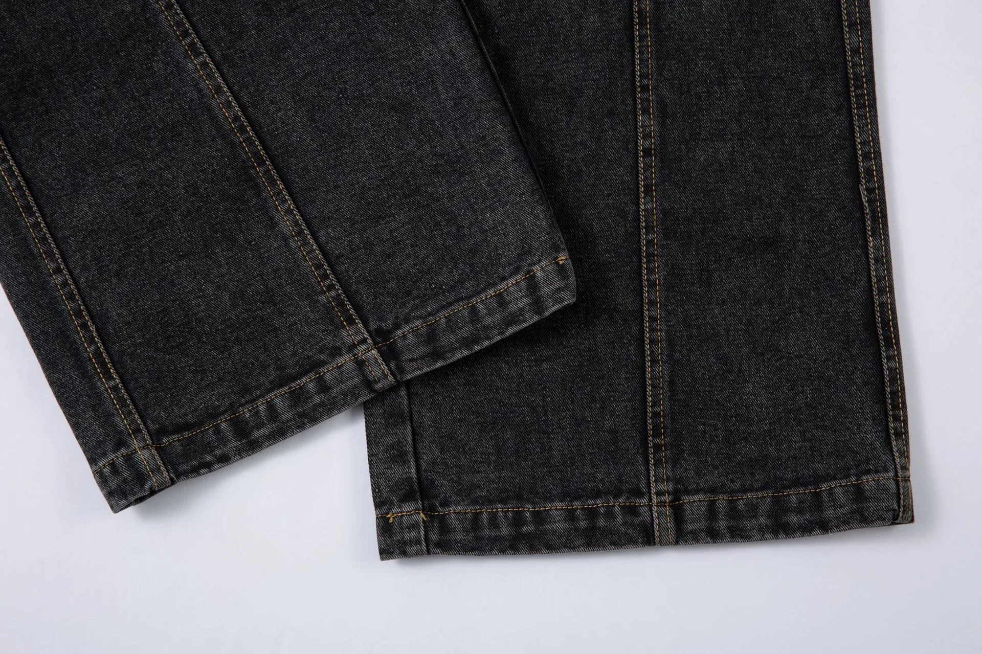 Spring  American Style Retro Shape Feeling Structure Split Washed Jeans Straight Cleanfit Pants display picture 14