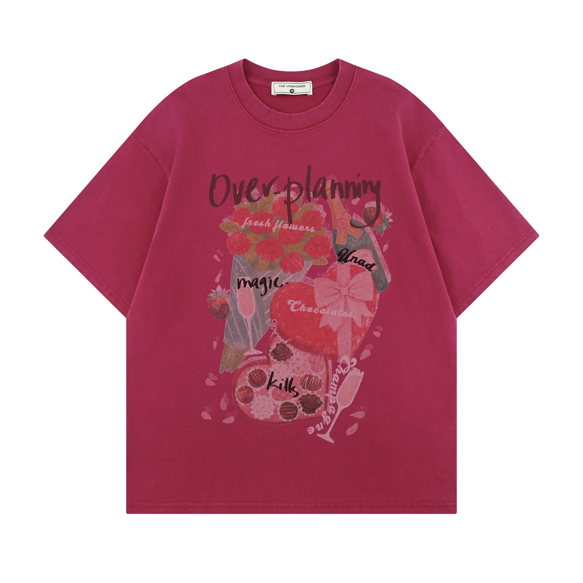 Jiayiku Fashion Brand  Summer New American Style Antique Fun Printed Washed T-Shirt Loose Couples Short-sleeved T-shirt display picture 3