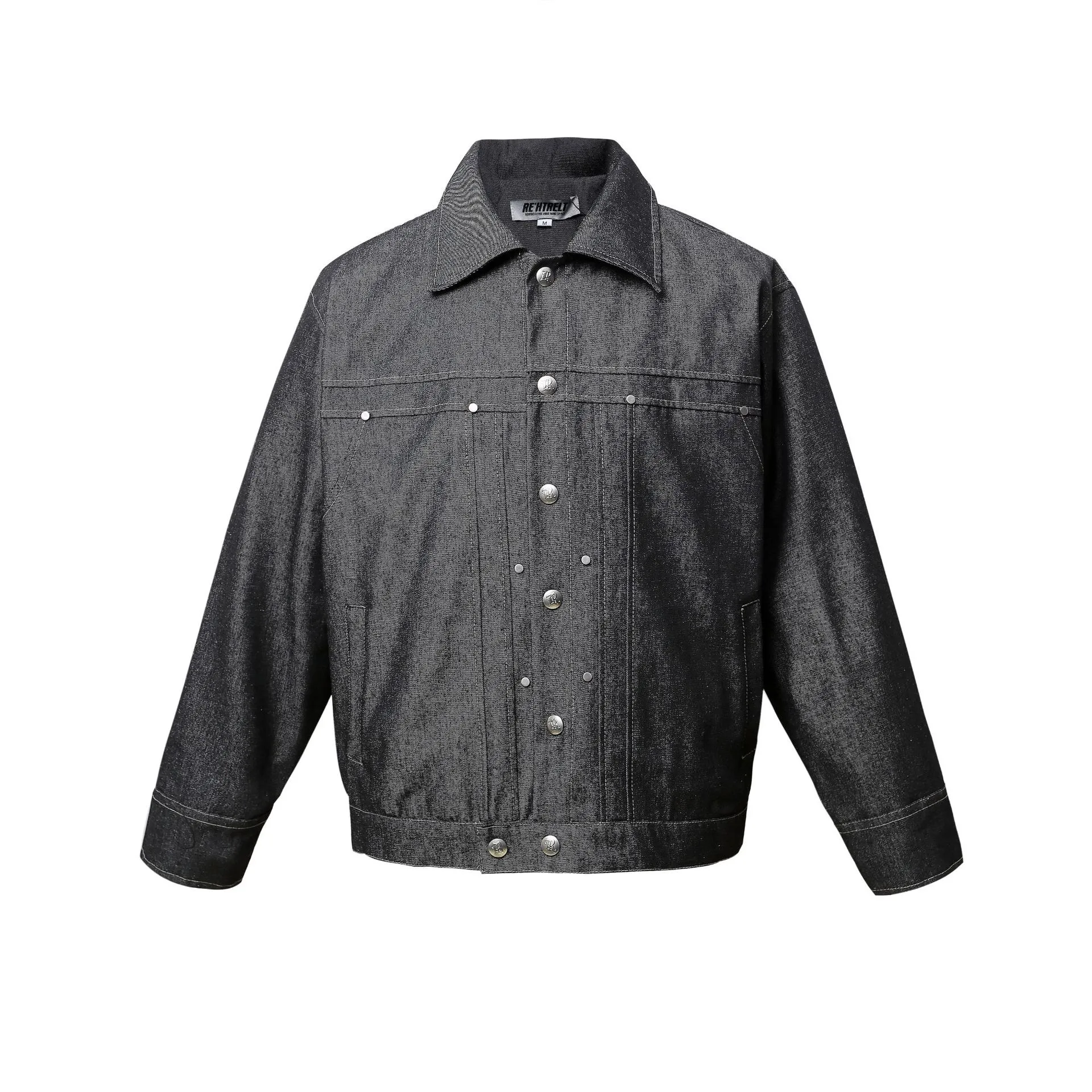Jiayiku Tide Brand  Spring New American Retro Pleated Wash Denim Jacket Loose Boxy Jacket For Men display picture 5