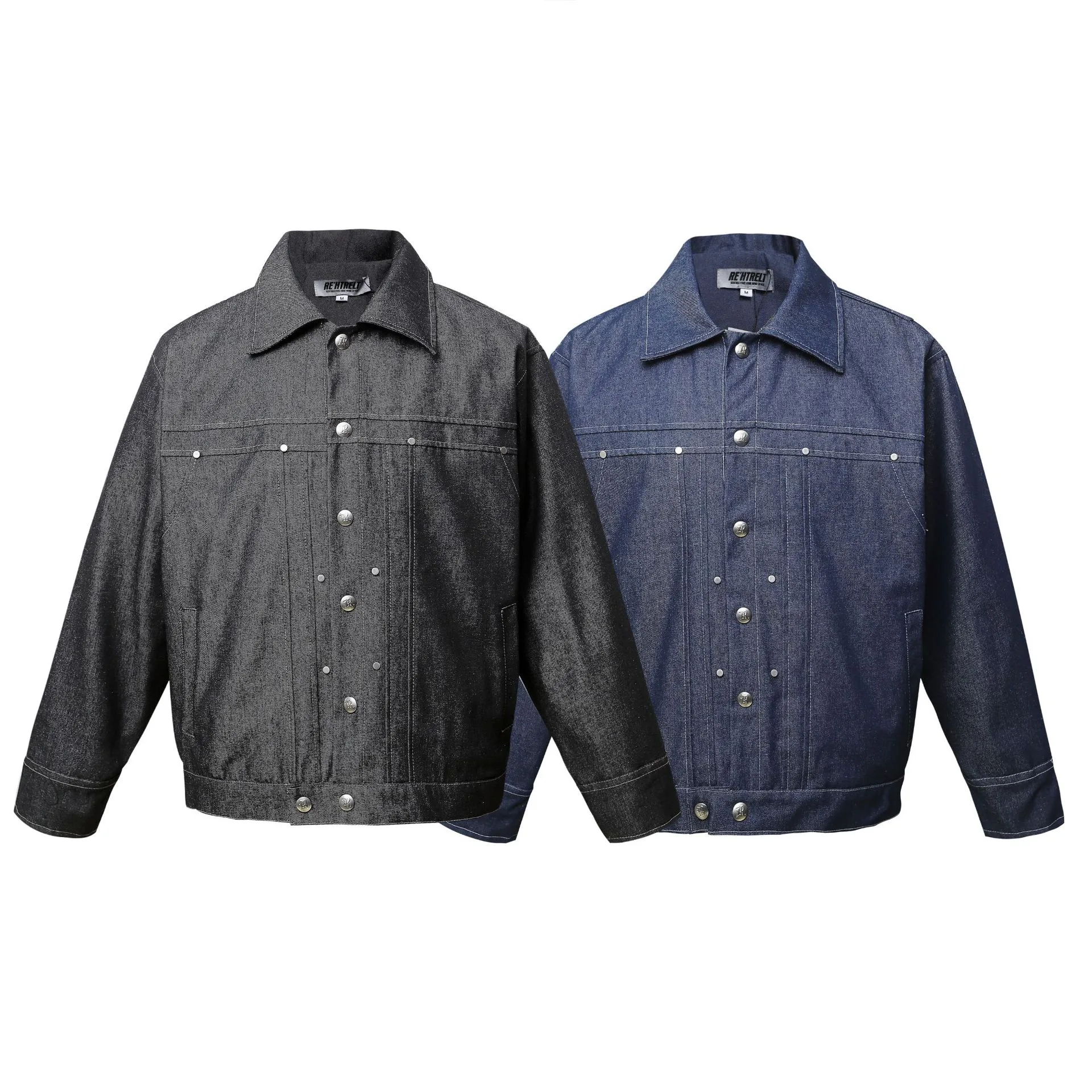 Jiayiku Tide Brand  Spring New American Retro Pleated Wash Denim Jacket Loose Boxy Jacket For Men display picture 2